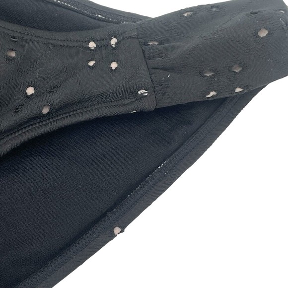 Xhileration NEW Eyelet Cheeky Black Nude Bikini Bottom Swimsuit Size Medium - Picture 2 of 7